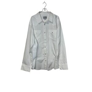 Gibson Men's Shirt Vintage Pearl Snap‎ Western Button-Up Long Sleeve White XXL
